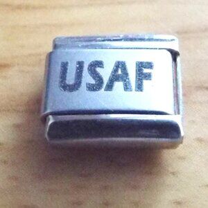 USAF laser 9mm stainless steel italian charm bracelet link new